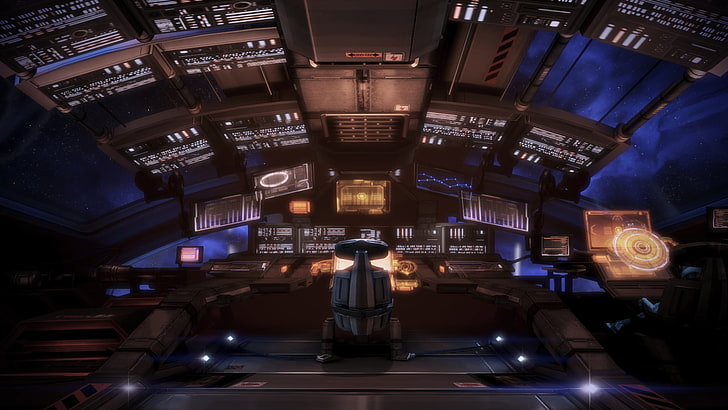 papel tapiz del panel de control, Mass Effect 3, cabina, Mass Effect, Normandy SR-2, videojuegos, Fondo de pantalla HD