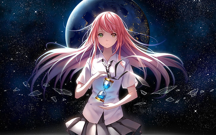 female anime character illustration, tidsean, girl, anime, star, schoolgirl, HD wallpaper