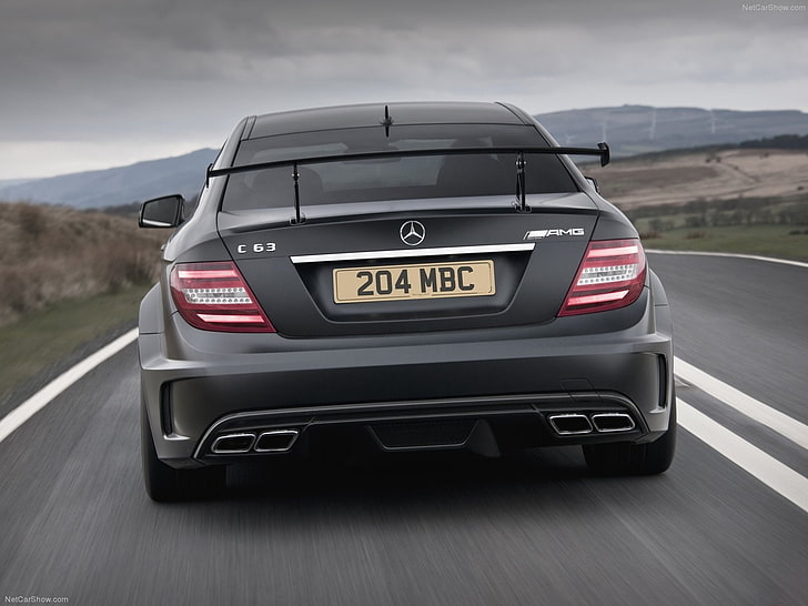 2012, amg, black, c63, cars, coupe, mercedes-benz, series, HD wallpaper