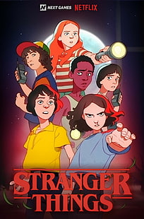 Stranger Things, Netflix, artwork, tv series, 1980s, 80s, Retro style, movies, vertical, people, HD wallpaper HD wallpaper