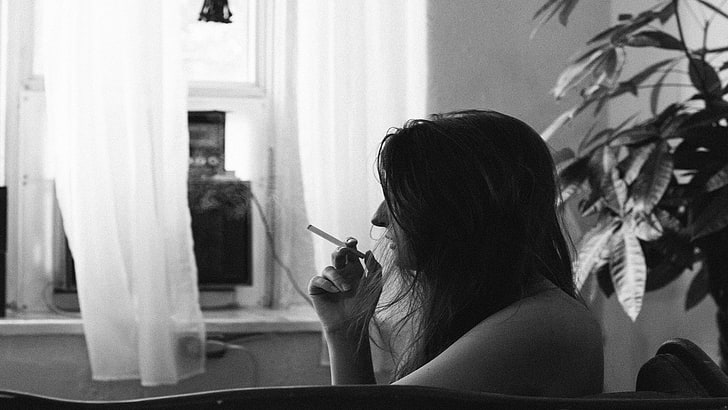 long hair, women, smoking, HD wallpaper