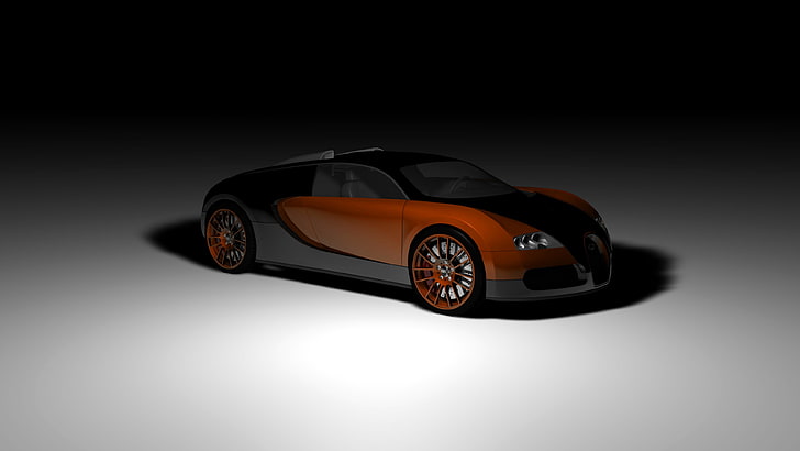 สีแดงเข้มและสีดำคูเป้ Bugatti Veyron แนวคิดรถยนต์มุมมองด้านข้างเงา, วอลล์เปเปอร์ HD