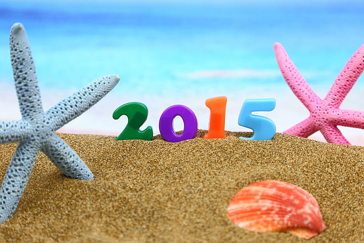 Happy New Year 2015 Beach, new year 2015, 2015, holiday, beach, HD wallpaper