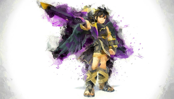 green and purple floral wreath, Super Smash Brothers, HD wallpaper