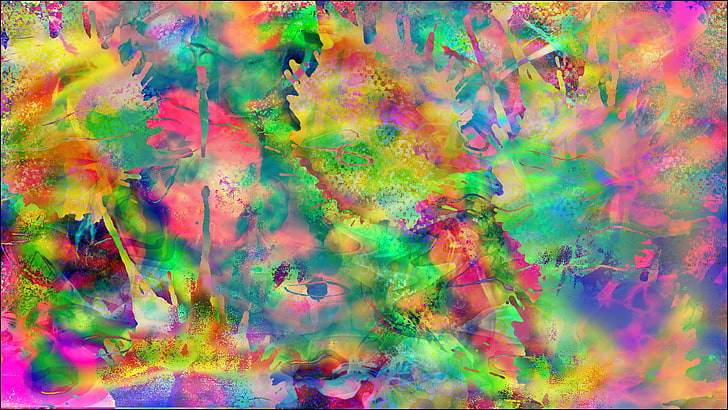 ilustrasi abstrak beraneka warna, abstrak, LSD, kecerahan, trippy, psikedelik, seni digital, surealis, karya seni, Wallpaper HD