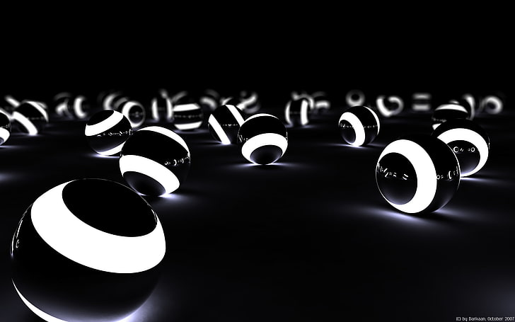 3d view abstract black white balls glowing Art Black HD Art , Abstract, Black, white, glowing, balls, 3D view, HD wallpaper