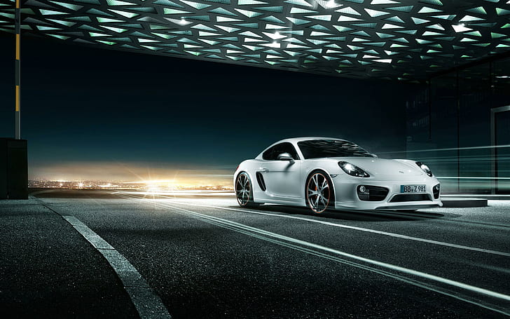 2013 Porsche Cayman by Techart, white coupe, porsche, techart, cayman, 2013, cars, HD wallpaper