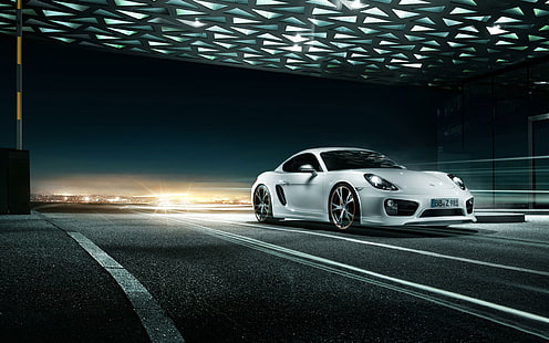 2013 Porsche Cayman oleh Techart, white coupe, porsche, techart, cayman, 2013, mobil, Wallpaper HD HD wallpaper