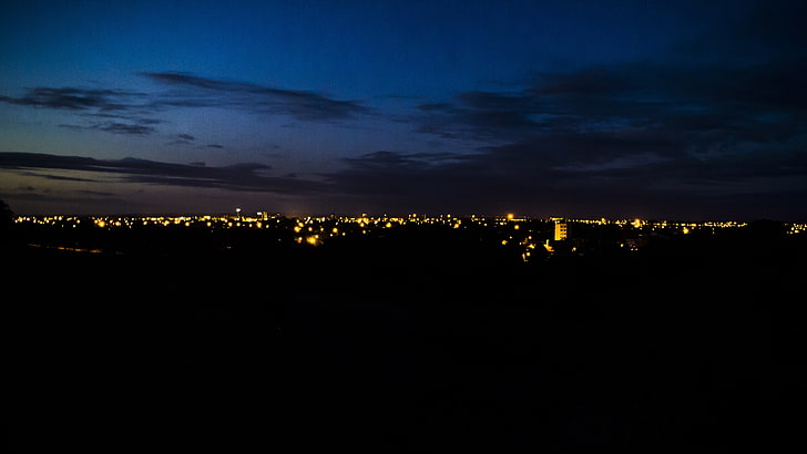 orange Lampen, Stadtbild, Dämmerung, Stadt, Stadtlichter, städtisch, HD-Hintergrundbild