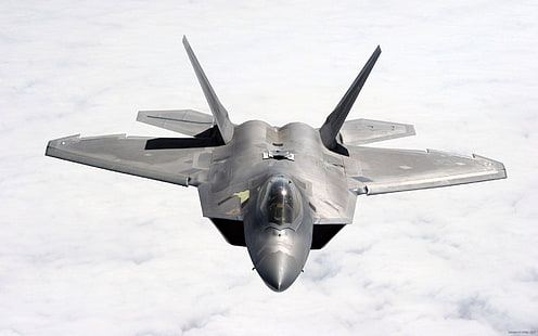 grå stridsplan, militär, flygplan, krig, F-22 Raptor, Lockheed Martin F-22 Raptor, HD tapet HD wallpaper