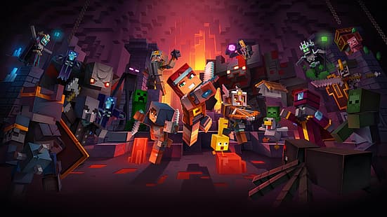 Minecraft, Minecraft Dungeons, grotta, 4K, Sfondo HD HD wallpaper