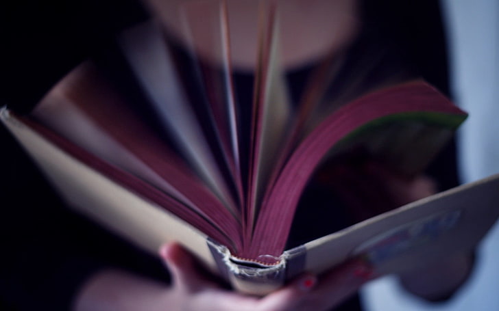 كتاب رمادي مغطى ، مزاج ، فتاة ، كتاب ، صفحة ، حركة ، يتحول، خلفية HD
