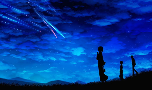 your name, silhouette, scenic, mitsuha miyamizu, clouds, night, landscape, Anime, HD wallpaper HD wallpaper