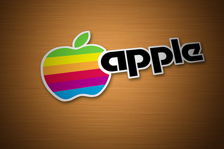 Fajny projekt typografii logo Apple, naklejka z logo Apple, projekt, logo, jabłko, fajne, typografia, marka i logo, Tapety HD