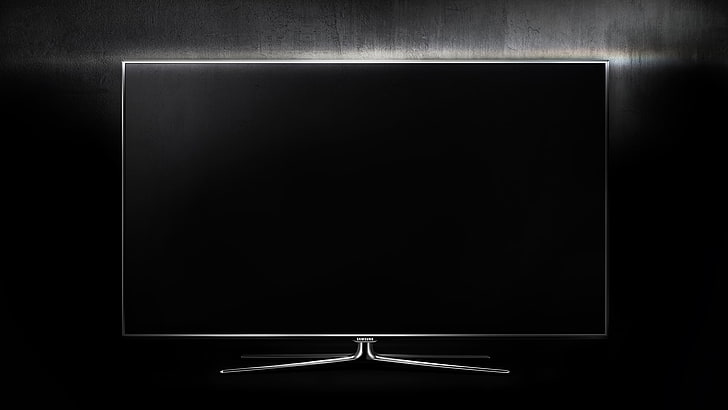 Black flat screen TV, Black, Wall, Monitor, Screen, Samsung, Display, HD  wallpaper | Wallpaperbetter