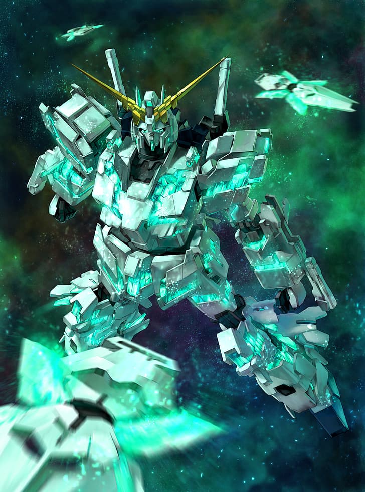 anime, mech, Gundam, Mobile Suit Gundam Unicorn, RX-0 Unicorn Gundam, Super Robot Wars, artwork, digital art, fan art, HD wallpaper