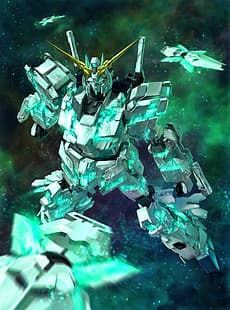  anime, mech, Gundam, Mobile Suit Gundam Unicorn, RX-0 Unicorn Gundam, Super Robot Wars, artwork, digital art, fan art, HD wallpaper HD wallpaper