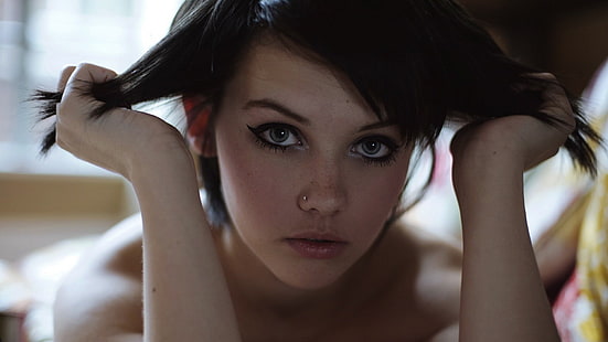 women, Melissa Clarke, face, model, piercing, HD wallpaper HD wallpaper