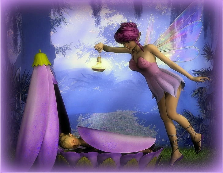 Fairy Dreams, фея, милая, мечты, 3d-art, персонажи, платье, волосы, digital-art, красивые, женские, классные, бабочки, HD обои