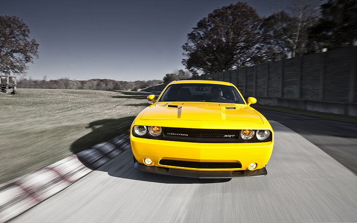 Dodge Challenger SRT-2013 Car HD Wallpaper, amarillo Dodge Charger, Fondo de pantalla HD