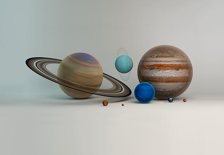 Tata Surya, planet, cincin planet, Wallpaper HD