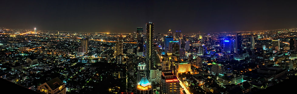 aerial view of city building during night time, bangkok, bangkok, Moon, Bangkok, aerial view, city building, night time, Sky  Bar, Thailand, Hotel, night, cityscape, asia, urban Skyline, skyscraper, downtown District, architecture, famous Place, urban Scene, street, city, HD wallpaper HD wallpaper
