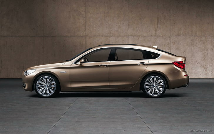 2009 BMW Concept 5 Series Gran Turismo 2, gold sedan, 2009, concept, series, gran, turismo, cars, HD wallpaper