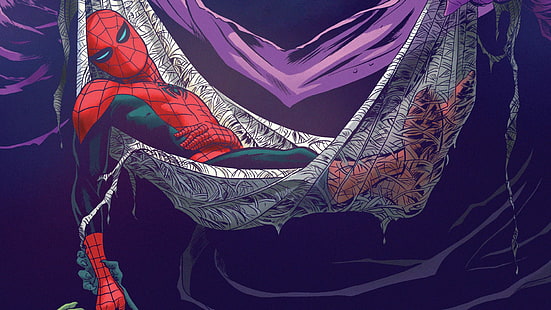 Spider-Man Marvel Hammock Purple HD, desenho animado / quadrinhos, roxo, homem, maravilha, aranha, rede, HD papel de parede HD wallpaper