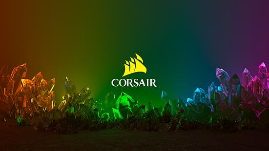Corsair, лого, компютърни игри, цветни, HD тапет HD wallpaper