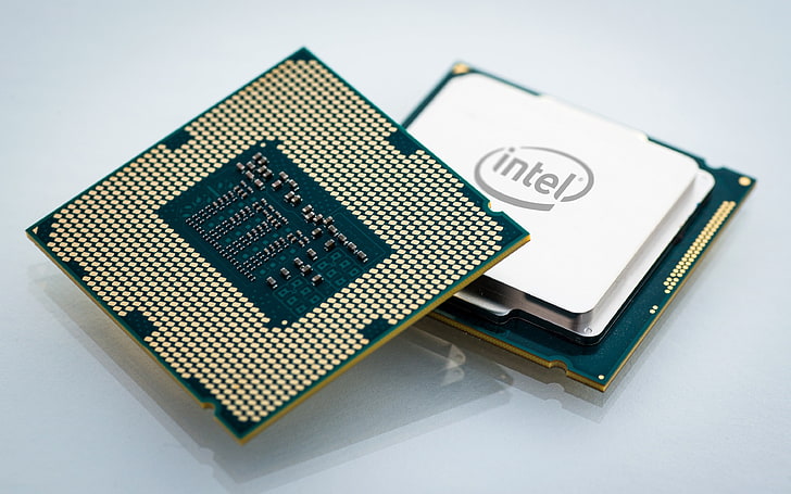 two Intel computer processor units, CPU, computer, Intel, HD wallpaper