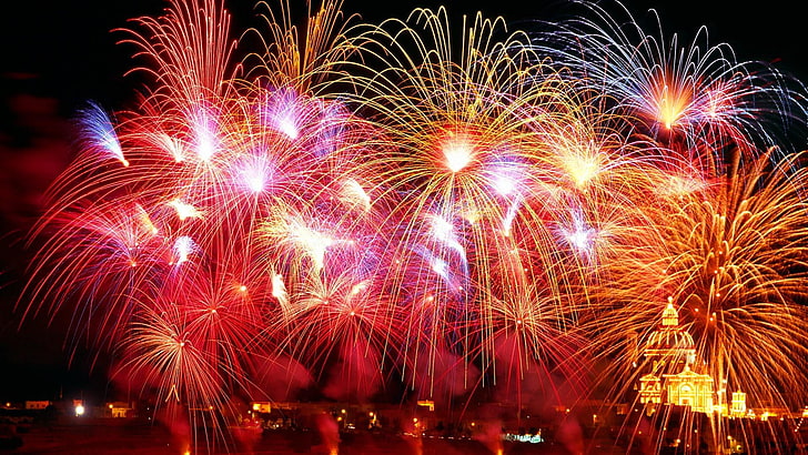 año nuevo, fuegos artificiales, cielo, evento, festival, evento público, noche, Fondo de pantalla HD