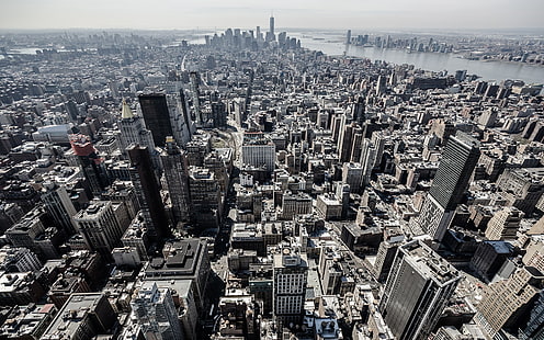Flygfoto över staden, stadsbilden, New York City, USA, HD tapet HD wallpaper
