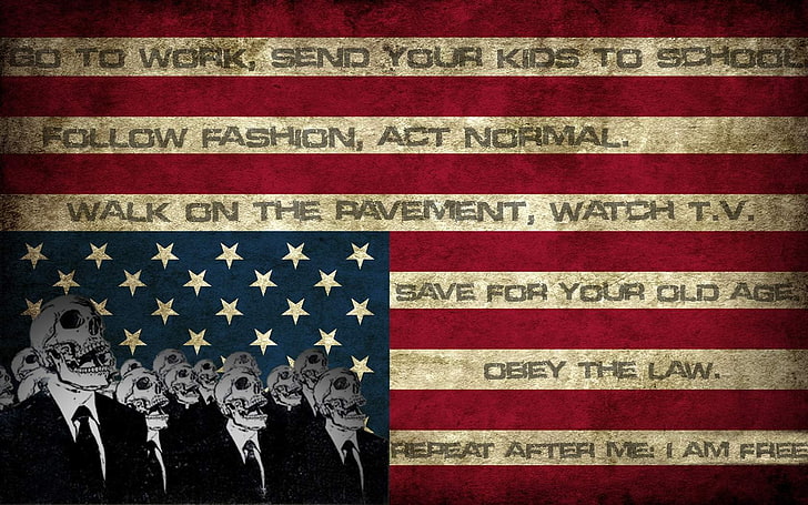 US-Flagge, Text, Flagge, gehorchen, Horror, HD-Hintergrundbild