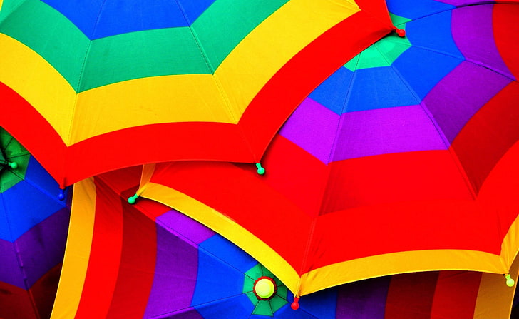 Colourful Umbrella, multicolored umbrellas, Aero, Colorful, Colourful, Umbrella, HD wallpaper