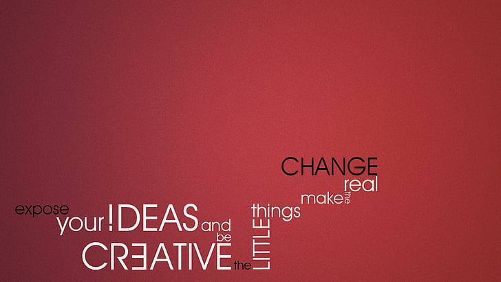 citat, saker, idéer, röd, kreativ, liten, förändring, verklig, exponera, HD tapet