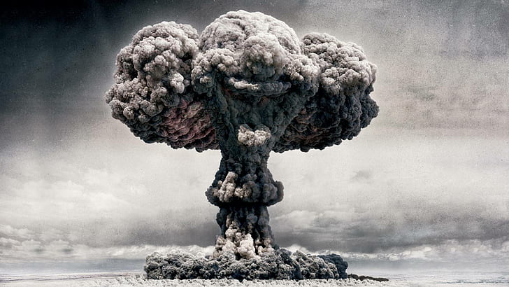 Военен, експлозия, бомба, клоун, гъбен облак, ядрен, HD тапет