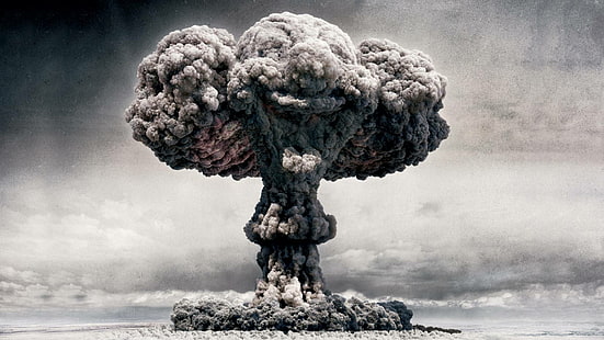 Военен, експлозия, бомба, клоун, гъбен облак, ядрен, HD тапет HD wallpaper
