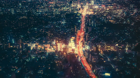 gece, tokyo, şehir, cityscape, japonya, gece, tokyo, şehir, cityscape, japonya, HD masaüstü duvar kağıdı HD wallpaper