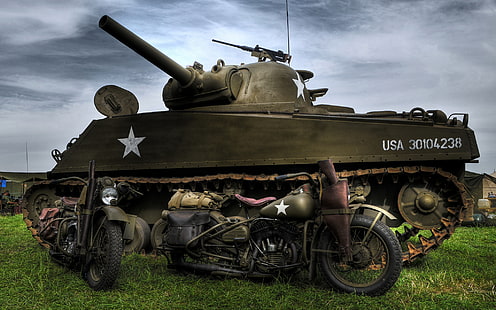 modelo, guerra, tanque, Harley-Davidson, promedio, M4 Sherman, período, mundo, Segundo, 1942., WLA, 