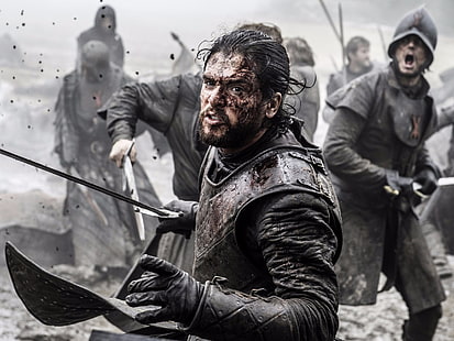 men's grey shirt, Game of Thrones, Jon Snow, war, battle, Battle of the Bastards, HD wallpaper HD wallpaper