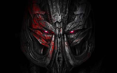 Megatron Transformers The Last Knigh, szaro-czarna tapeta z twarzą potwora, filmy, filmy hollywoodzkie, hollywood, Tapety HD HD wallpaper