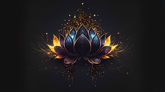  lotus flower, flowers, AI art, minimalism, HD wallpaper HD wallpaper