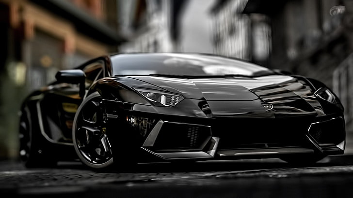 Lamborghini-Car HD Wallpaper, черный Lamborghini спортивное купе, HD обои