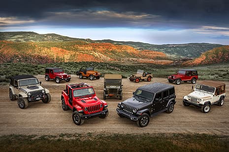  Jeep, Willys, Wrangler Rubicon, Wrangler Sahara, CJ-5, CJ-2A, Wrangler TJ, Wrangler Renegade, HD wallpaper HD wallpaper