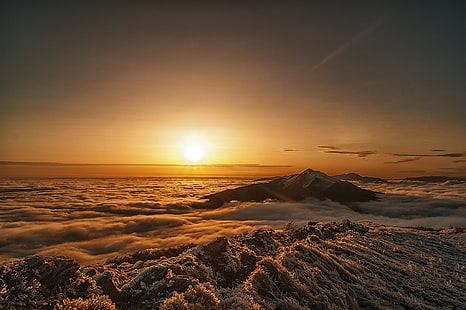 الجبال ، الفجر ، الصباح ، بولندا ، حديقة Bieszczady الوطنية، خلفية HD HD wallpaper