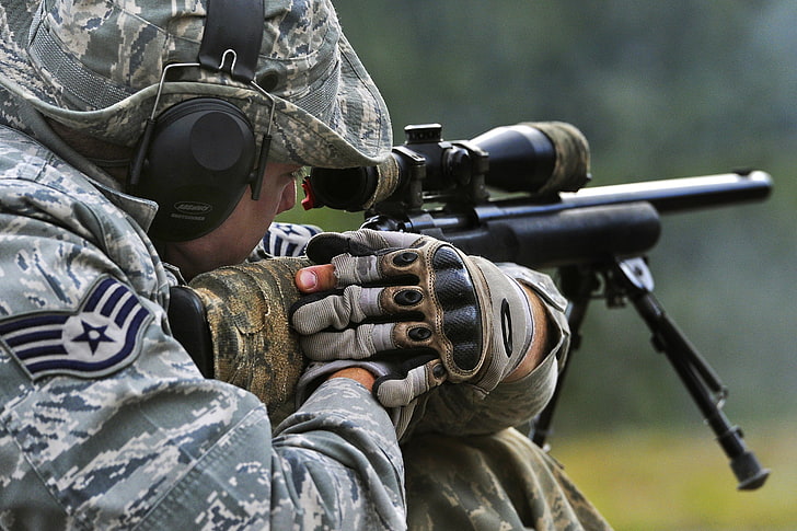 black sniper rifle, United States Air Force, Sniper, M24, HD wallpaper
