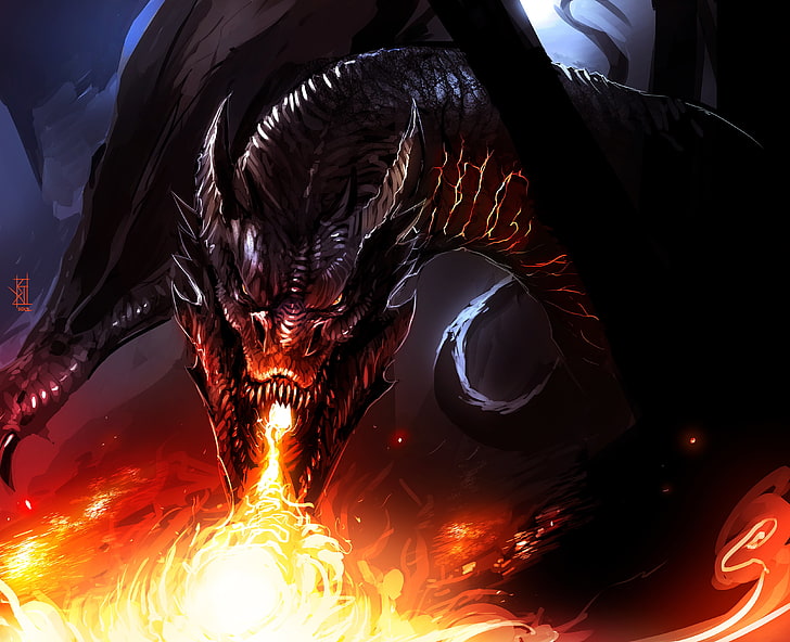 Black dragon wallpaper, flame, dragon, Smaug, by TheRisingSoul, HD wallpaper  | Wallpaperbetter