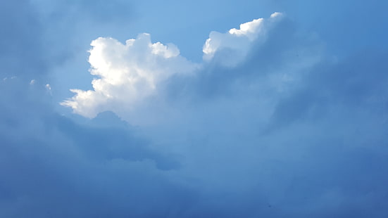 ciel, nuages, bleu, blanc, minimalisme, Fond d'écran HD HD wallpaper