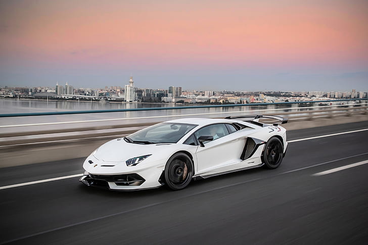 Lamborghini, Lamborghini Aventador SVJ, samochód, Lamborghini Aventador, samochód sportowy, supersamochód, pojazd, biały samochód, Tapety HD