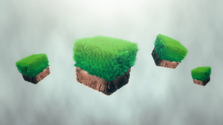 green and black knit cap, Minecraft, Chunky, video games, retro games, cube, Project Reality, graphic design, HD wallpaper